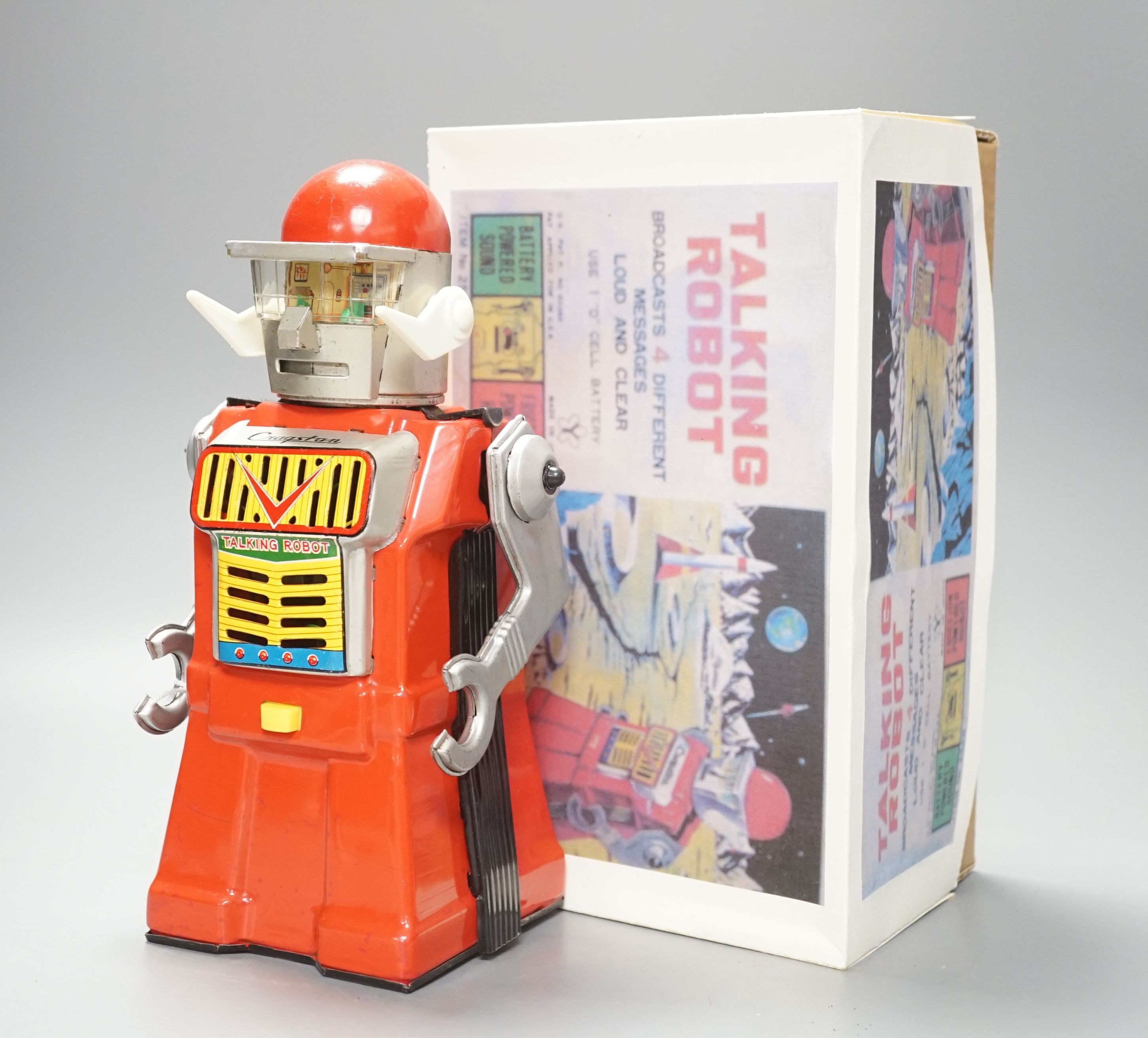 A Yonezawa (Japan) battery operated talking robot (replacement box) robot 26cm